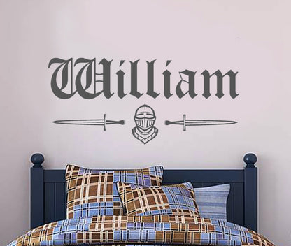 Medieval Knight and Personalised Name Wall Sticker