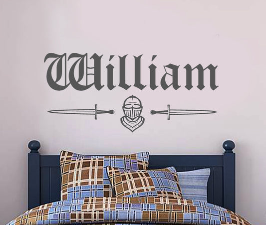 Medieval Knight and Personalised Name Wall Sticker