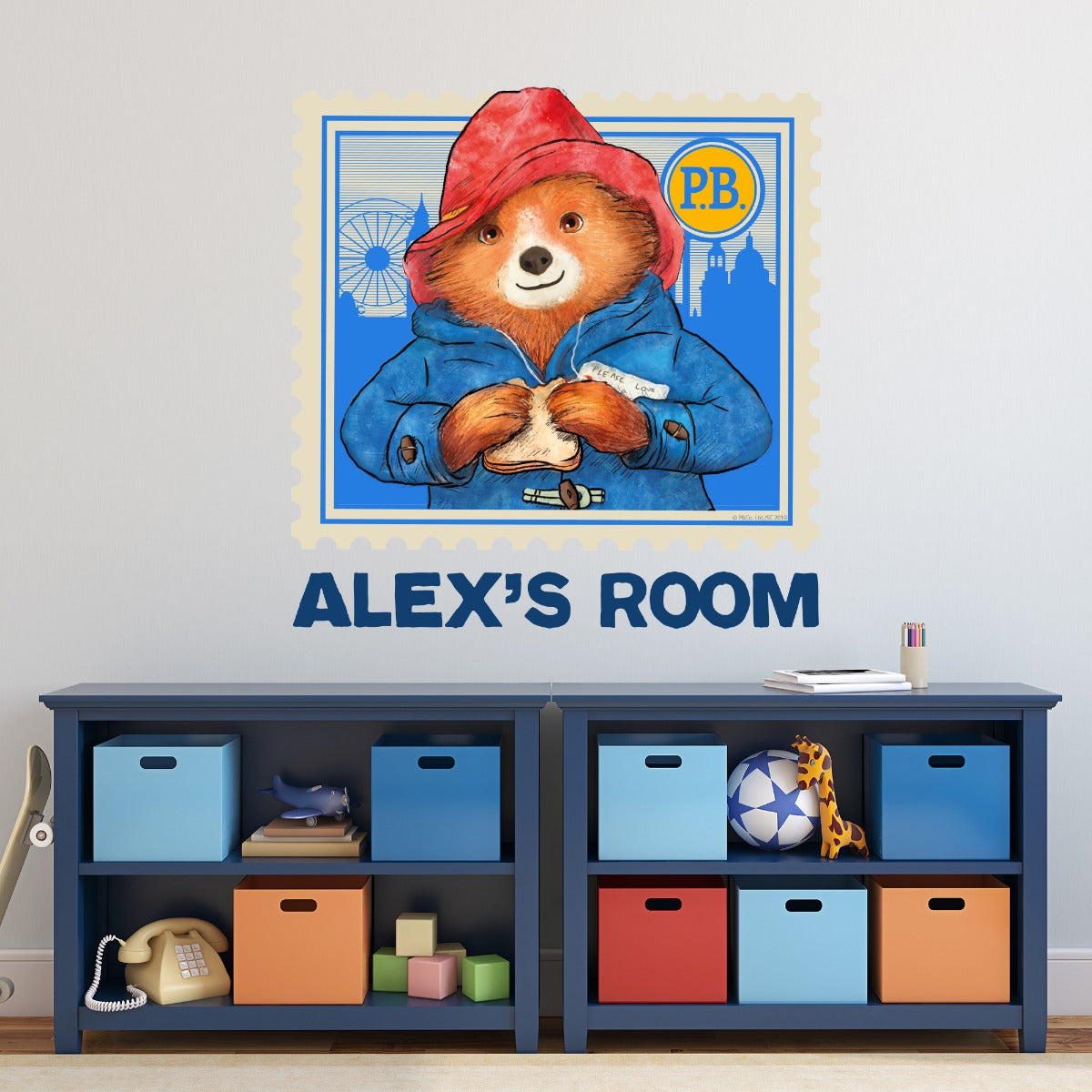 Paddington Bear Personalised Name Paddington Stamp Wall Sticker