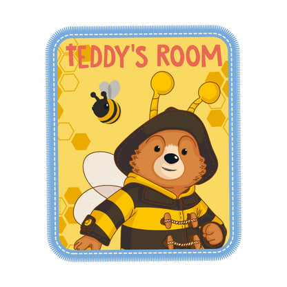 Paddington TV Wall Sticker - Bee Badge Personalised Name