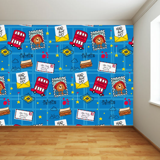 Paddington TV Mural - Blue Pattern Full Wall Mural