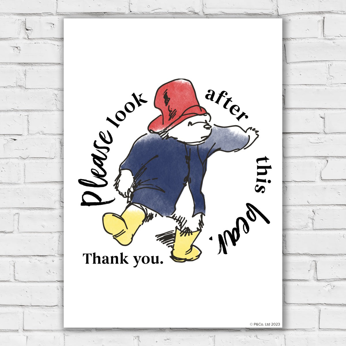 Paddington Bear Classic Print - Please Look After This Bear Wall Art