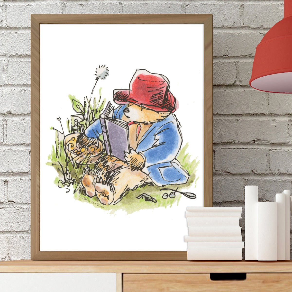 Paddington Bear Classic Print - Reading on Grass Wall Art