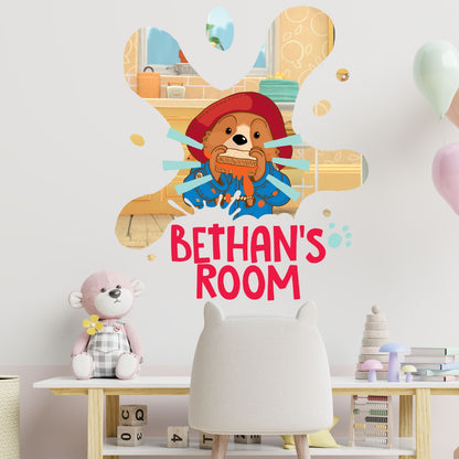 Paddington TV Wall Sticker - Messy Splatter Personalised Name