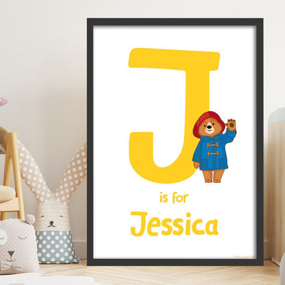 Paddington Bear TV Print- Letter and Name Yellow Wall Art