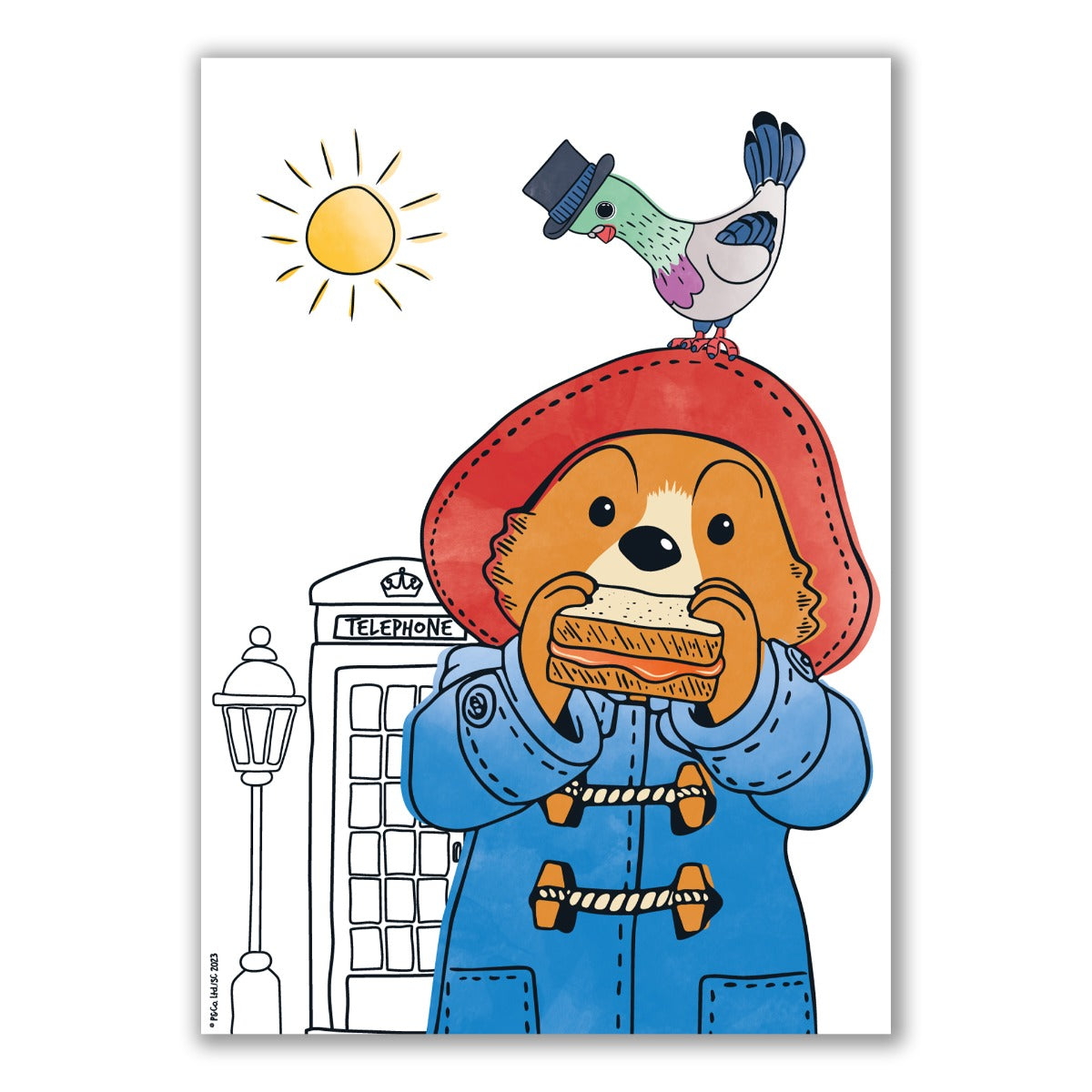 Paddington Bear TV Print- London Sketch Wall Art