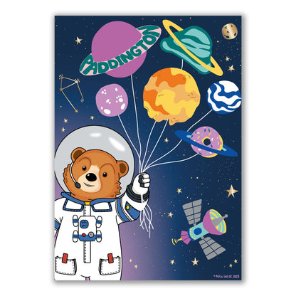 Paddington Bear TV Print - Space Planet Balloons Wall Art