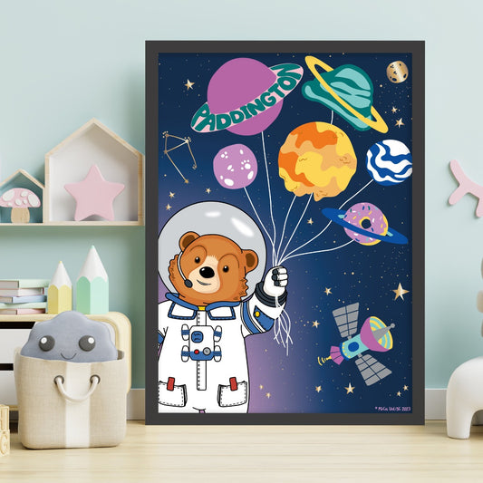 Paddington Bear TV Print - Space Planet Balloons Wall Art