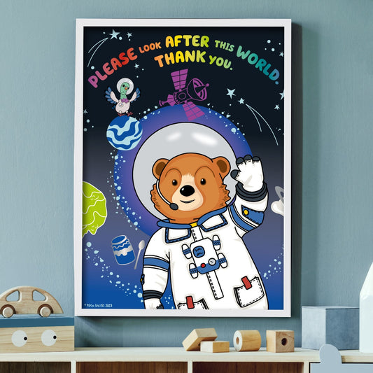 Paddington Bear TV Print - Space Please Look After This World Wall Art