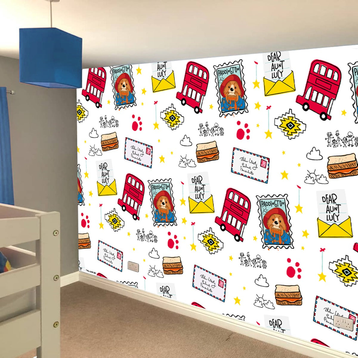 Paddington TV Mural - White Pattern Full Wall Mural