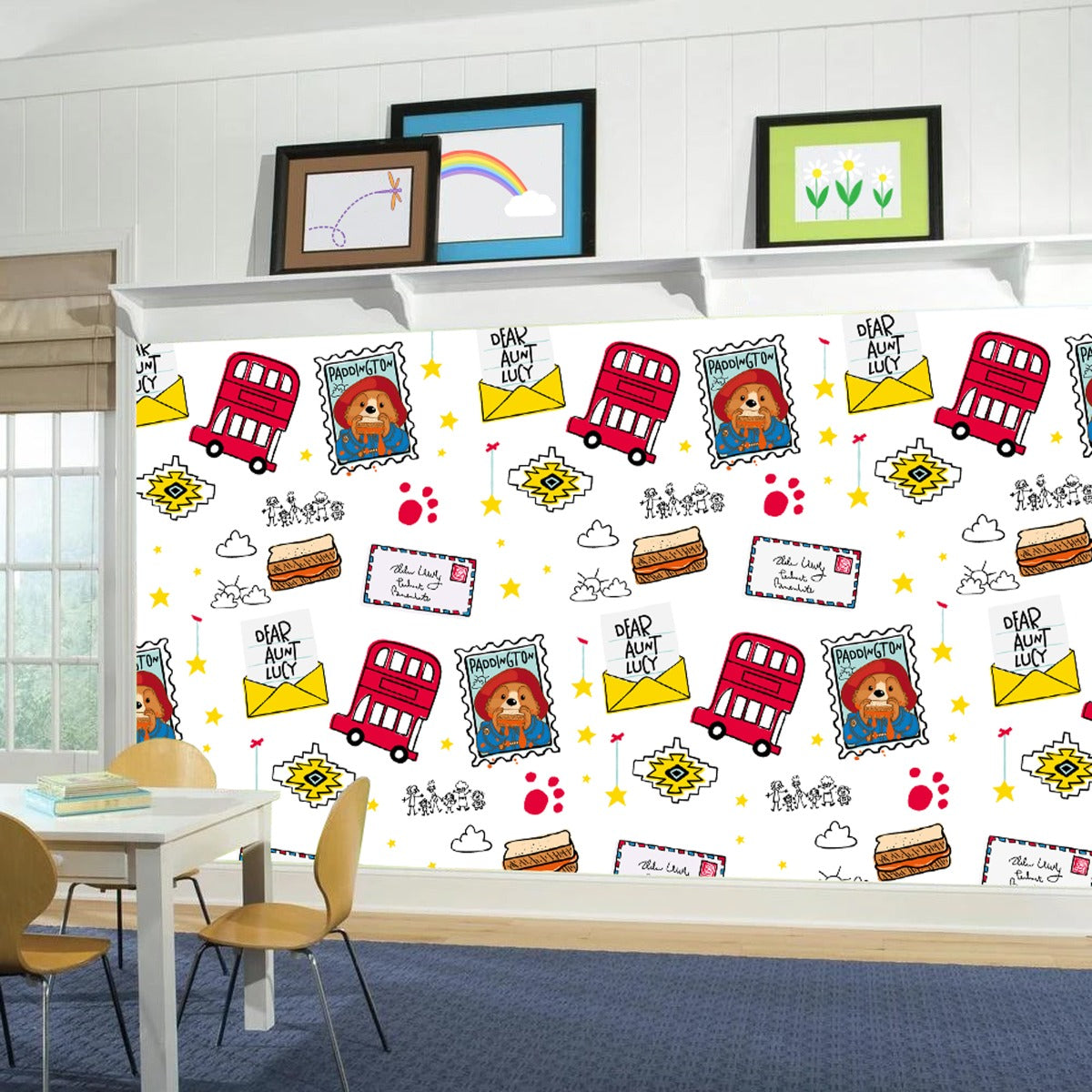 Paddington TV Mural - White Pattern Full Wall Mural