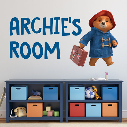 Paddington TV Wall Sticker - With Suitcase Personalised Name