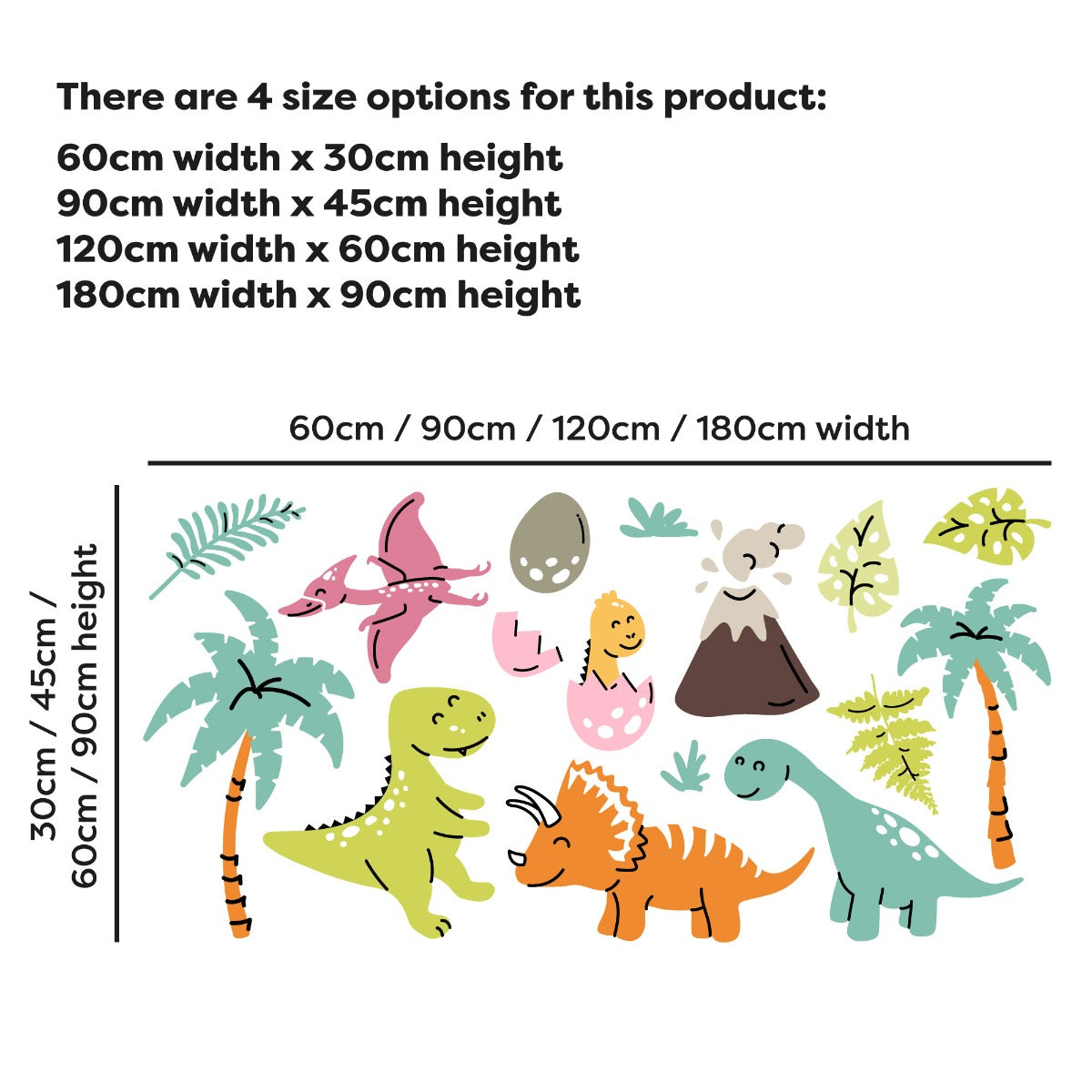 Dinosaur Wall Sticker - Kids Pastel Dinosaurs Wall Decal Set