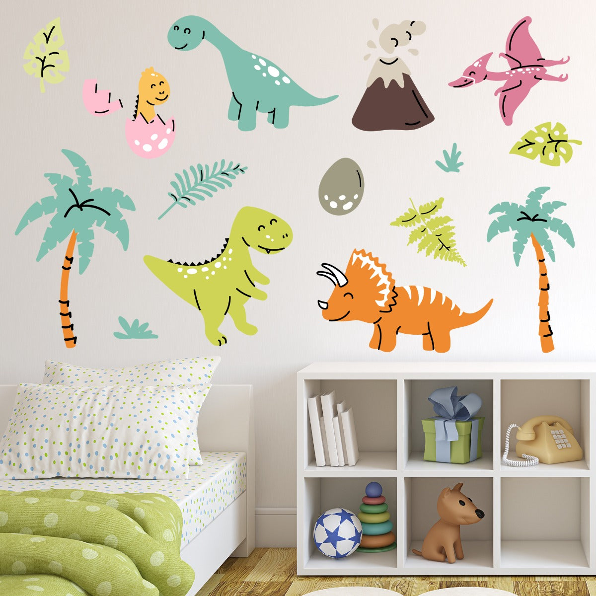 Dinosaur Wall Sticker - Kids Pastel Dinosaurs Wall Decal Set