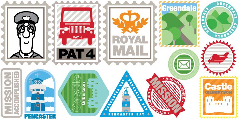 Postman Pat Stamp Wall Sticker Set – www.themed.co.uk