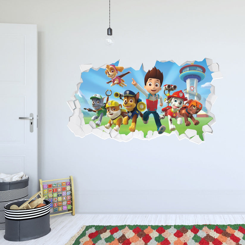 Paw Patrol Group With Ryder Broken Wall Sticker – www.themed.co.uk