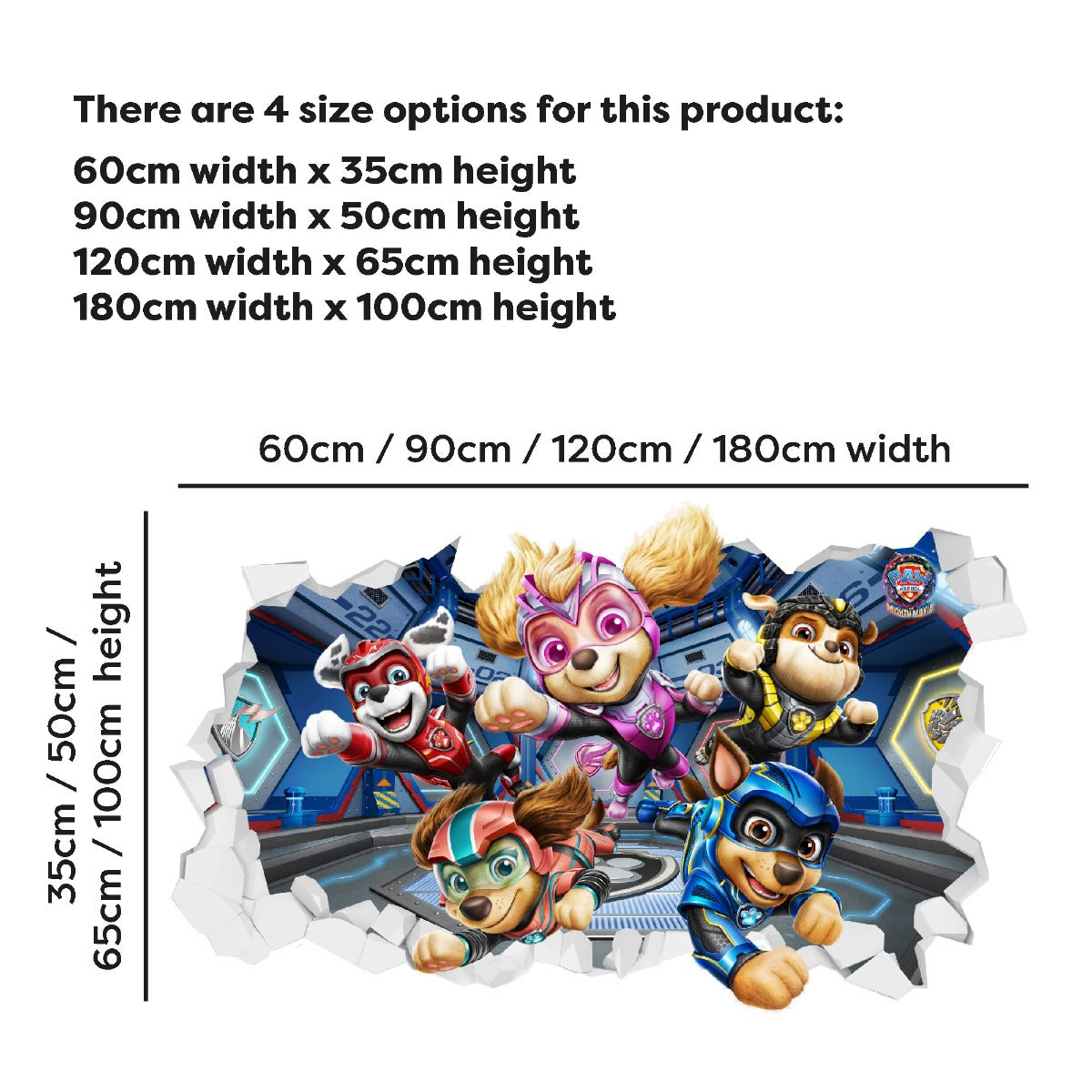 Paw Patrol The Mighty Movie Group Broken Wall Sticker
