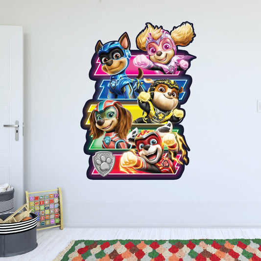 Paw Patrol The Mighty Movie Group Colour Panels Wall Sticker