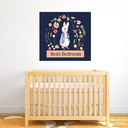 Peter Rabbit Personalised Flower Wreath Wall Sticker Mural