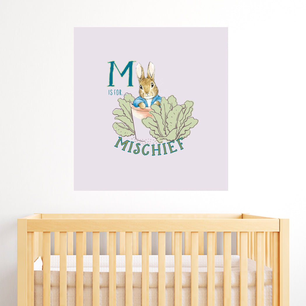 Peter Rabbit M Is For Mischief Wall Sticker Mural – www.themed.co.uk