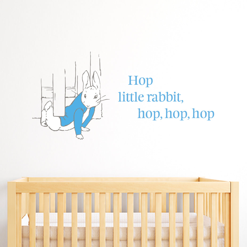 Peter Rabbit Hop Under The Fence Wall Sticker Mural – www.themed.co.uk