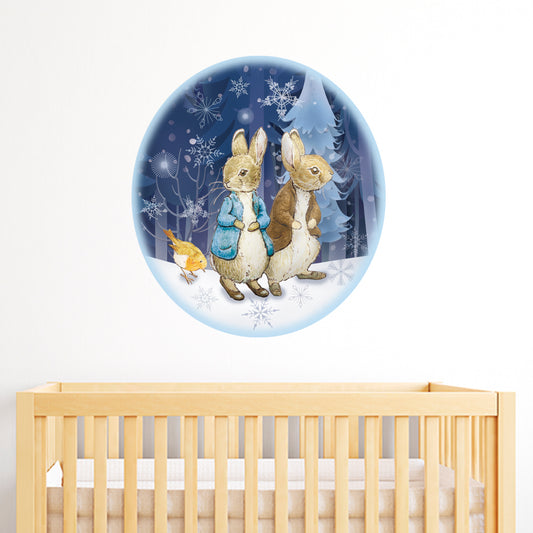 Peter Rabbit and Benjamin Bunny Winter Themed Wall Sticker