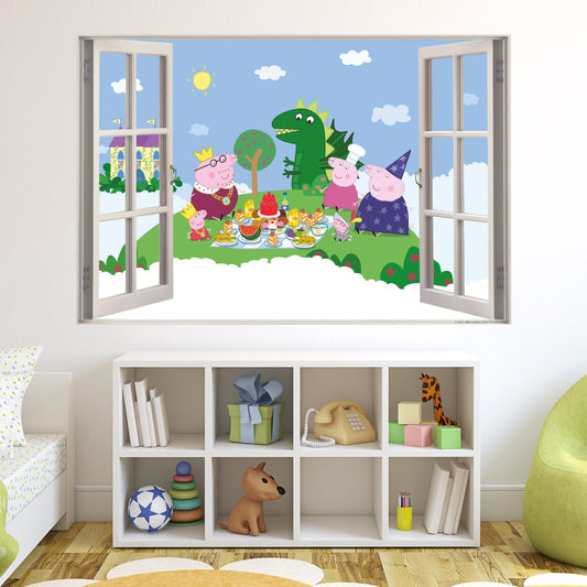 Peppa Pig Wall Sticker - Peppa and Family Fairytale Picnic Window