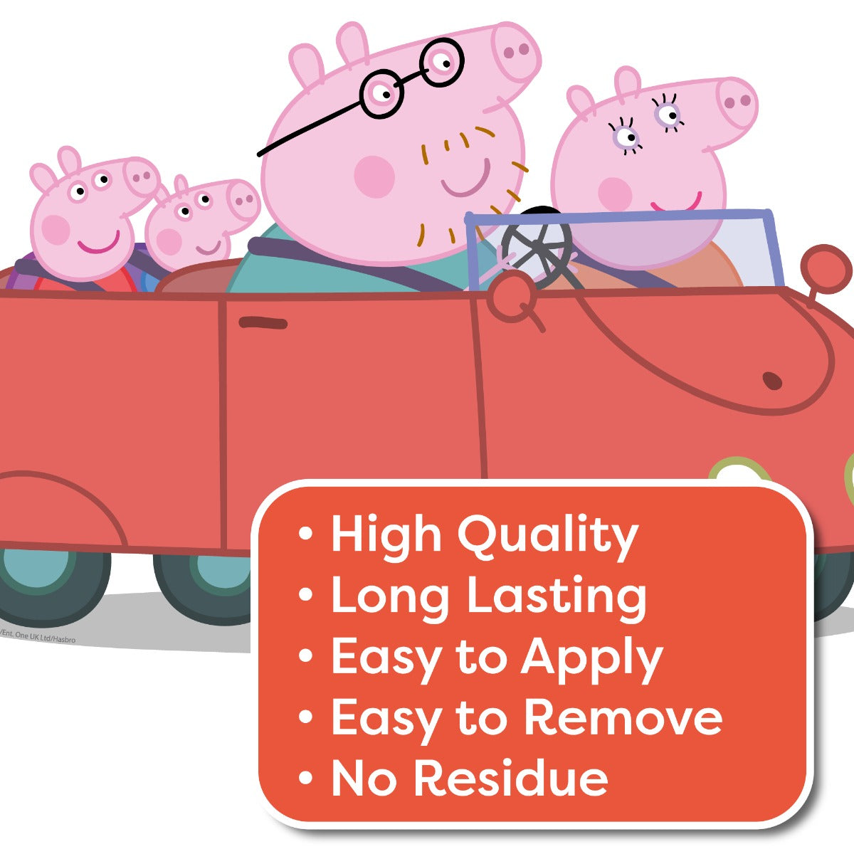 Peppa Pig Wall Sticker - Peppa and Family In Car
