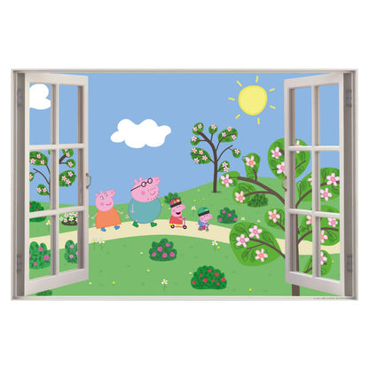 Peppa Pig Wall Sticker - Peppa and Family Park Scene Window Wall