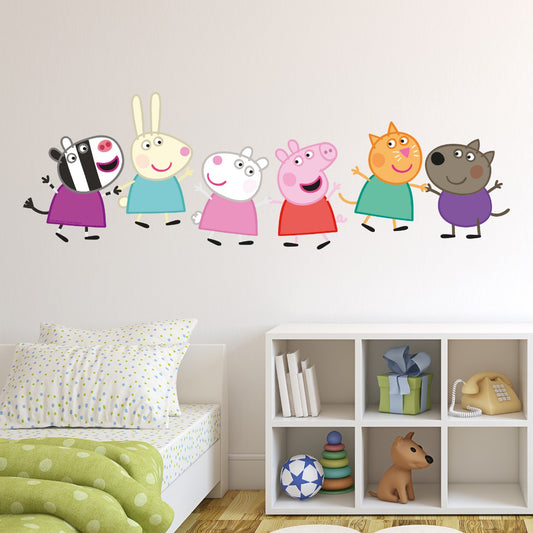 Peppa Pig Wall Sticker - Peppa and Friends Walking in Line