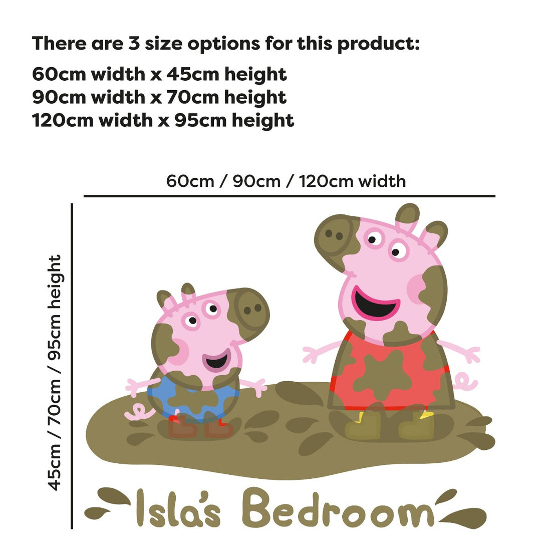 Peppa Pig Wall Sticker - Peppa and George Muddy Puddle Personalised ...