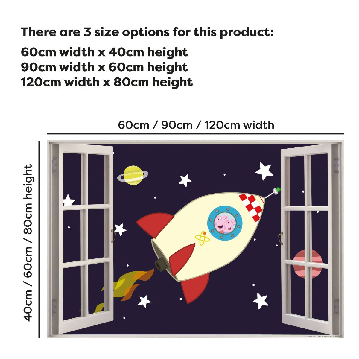 Peppa Pig Wall Sticker - Peppa and George Space Rocket Window Wall