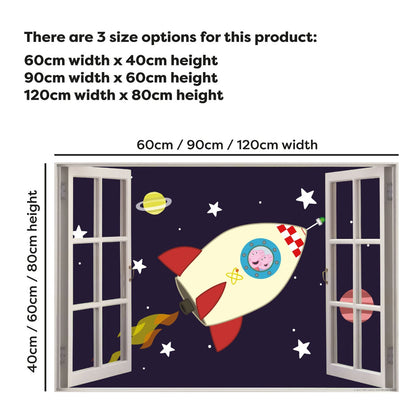 Peppa Pig Wall Sticker - Peppa and George Space Rocket Window Wall