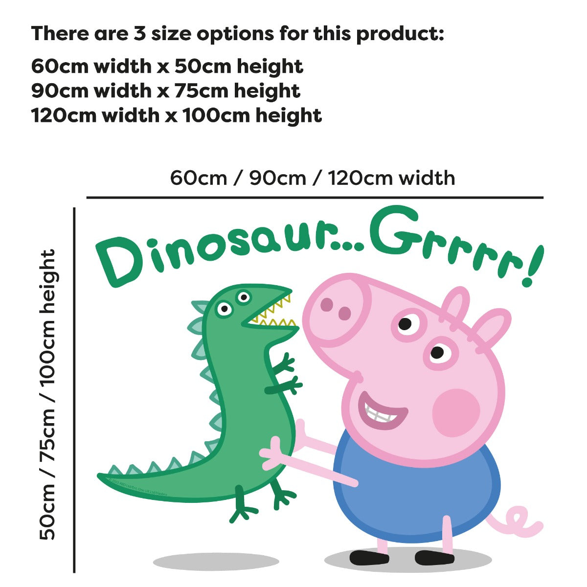 Peppa George Sticker Peppa Pig Wall Sticker - George Dinosaur Grrrr! – www.themed.co.uk