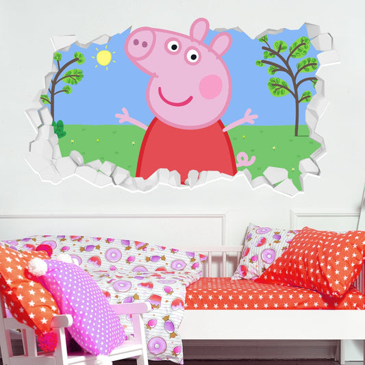 Peppa Pig Wall Sticker - Peppa Pig Outside Broken Wall