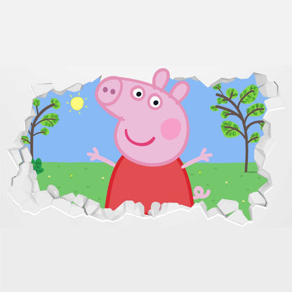 Peppa Pig Wall Sticker - Peppa Pig Outside Broken Wall