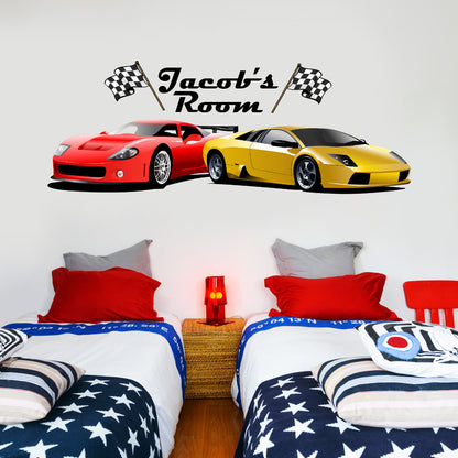 Sports Cars Personalised Name Wall Sticker