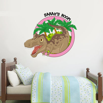 Dinosaur Wall Sticker Personalised Name Dino Circle