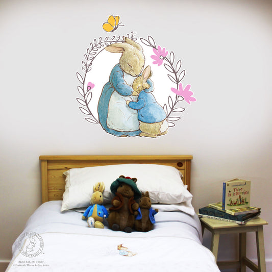 Peter Rabbit Wall Sticker Peter and Josephine Flower Wreath