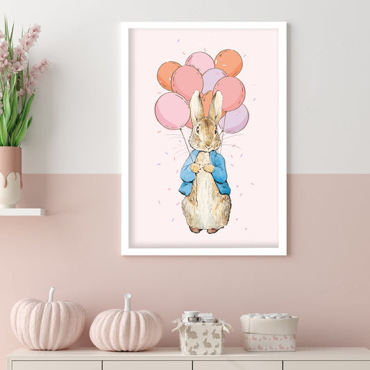 Peter Rabbit Print - Peter and Bunch of Balloons Print