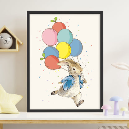 Peter Rabbit Print - Peter and Party Balloons Print