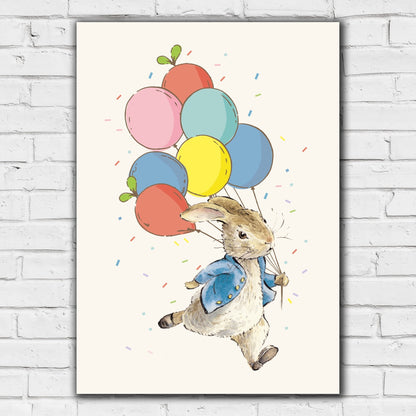 Peter Rabbit Print - Peter and Party Balloons Print