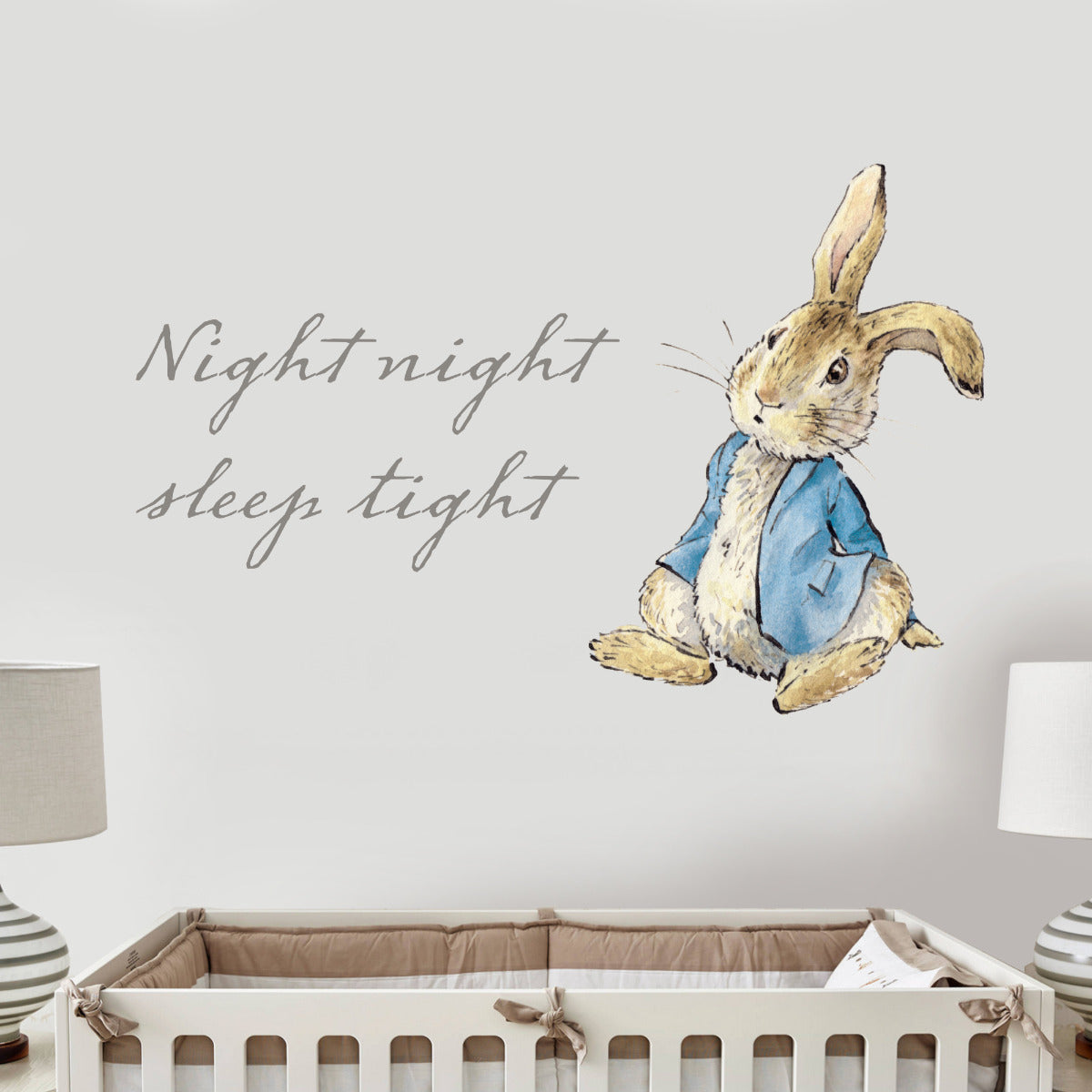 Peter Rabbit Sitting Down Night Night Sleep Tight Wall Sticker