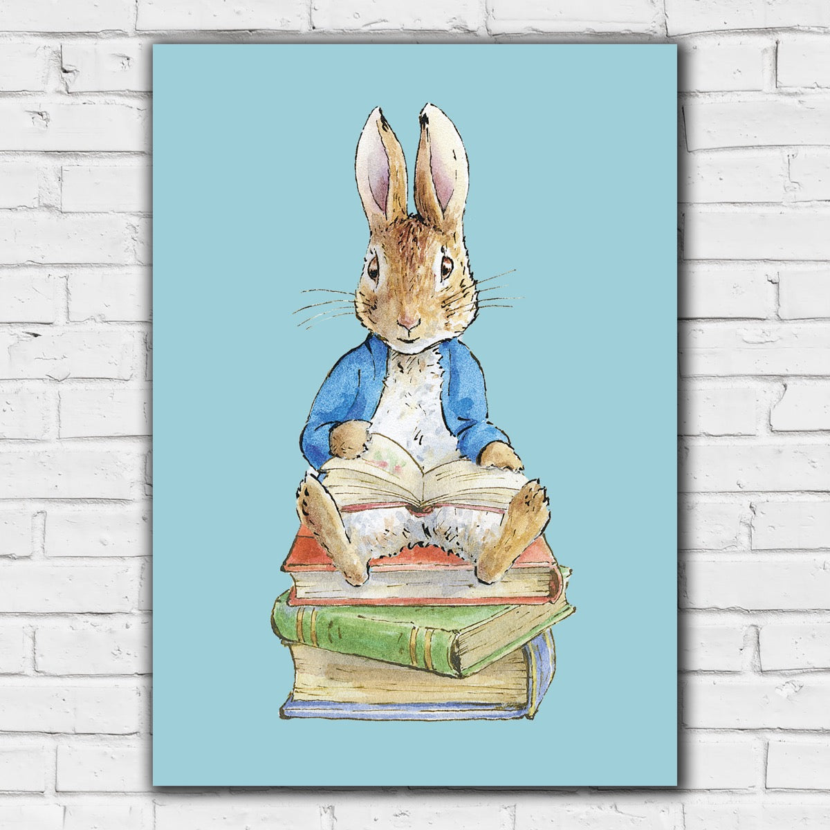 Peter Rabbit Print - Peter Sitting on Books Print