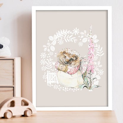 Peter Rabbit Print - Mrs Tiggywinkle Wreath Print