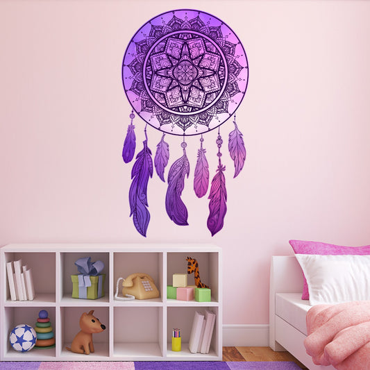 Mandala Wall Sticker - Pink and Purple Mandala Dreamcatcher