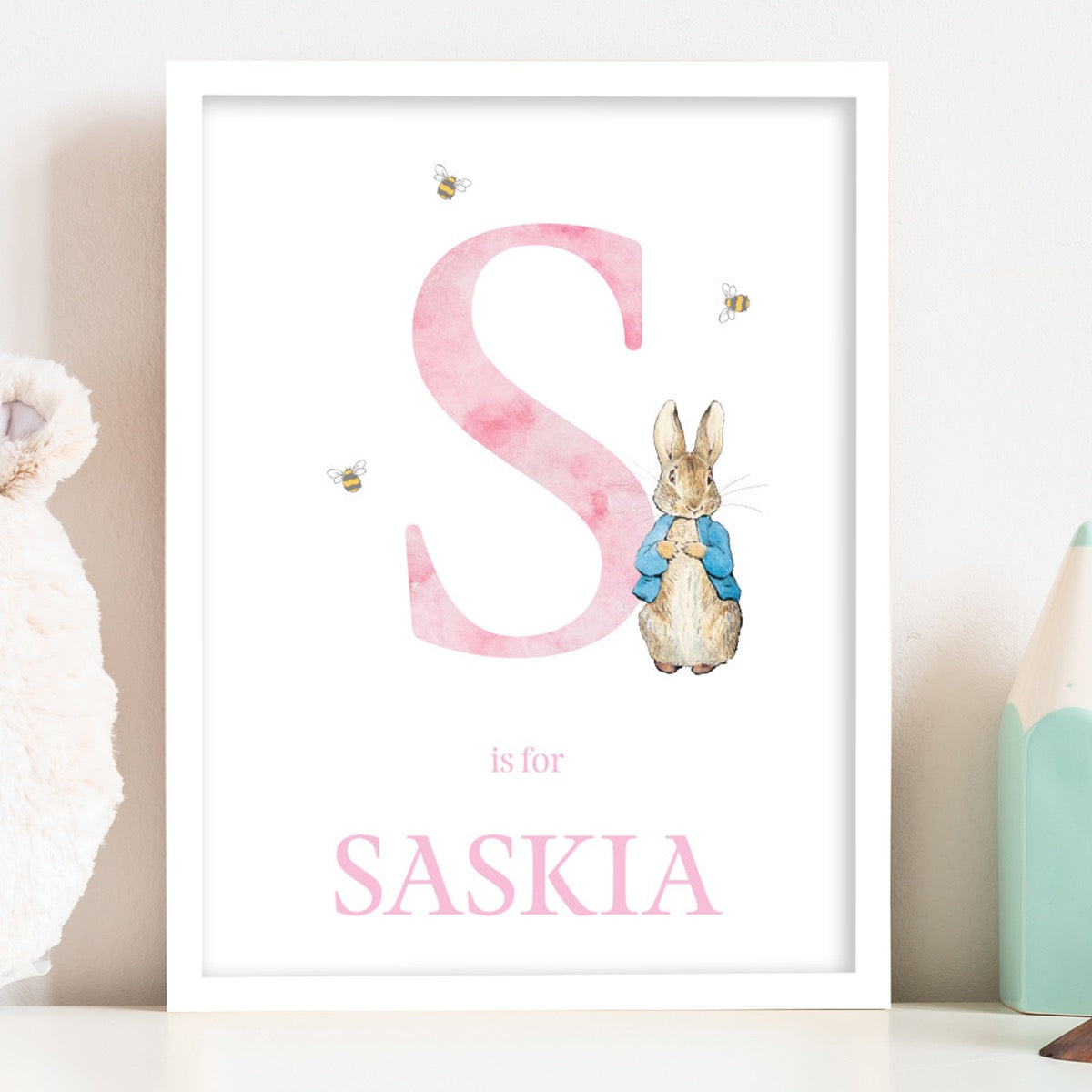 Peter Rabbit Print - Pink Personalised Letter & Name Print – www.themed ...