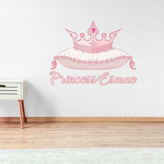 Princess Crown On Pillow Personalised Wall Sticker