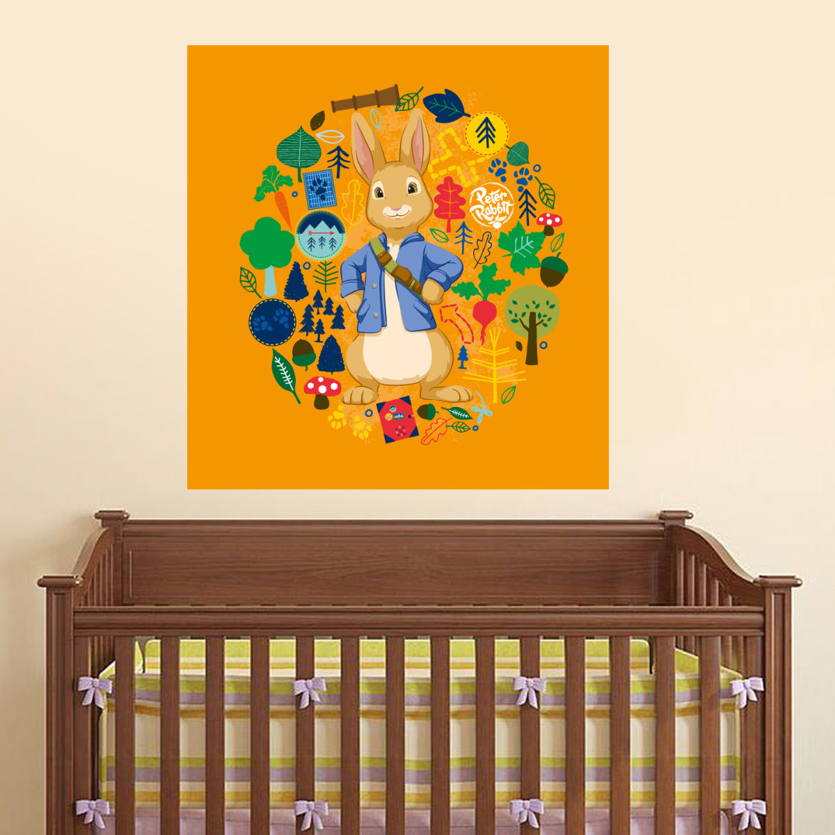 Peter Rabbit Adventure Trail Wreath Wall Sticker Mural