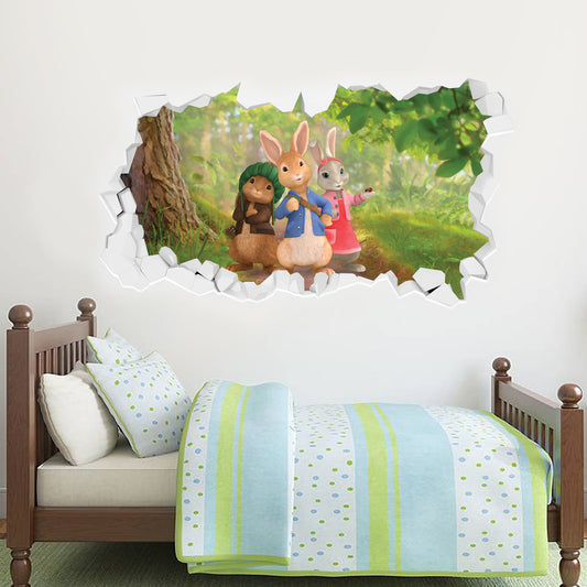 Peter Rabbit Benjamin Bunny and Lily Bobtail Forest Adventure Smashed Wall Sticker